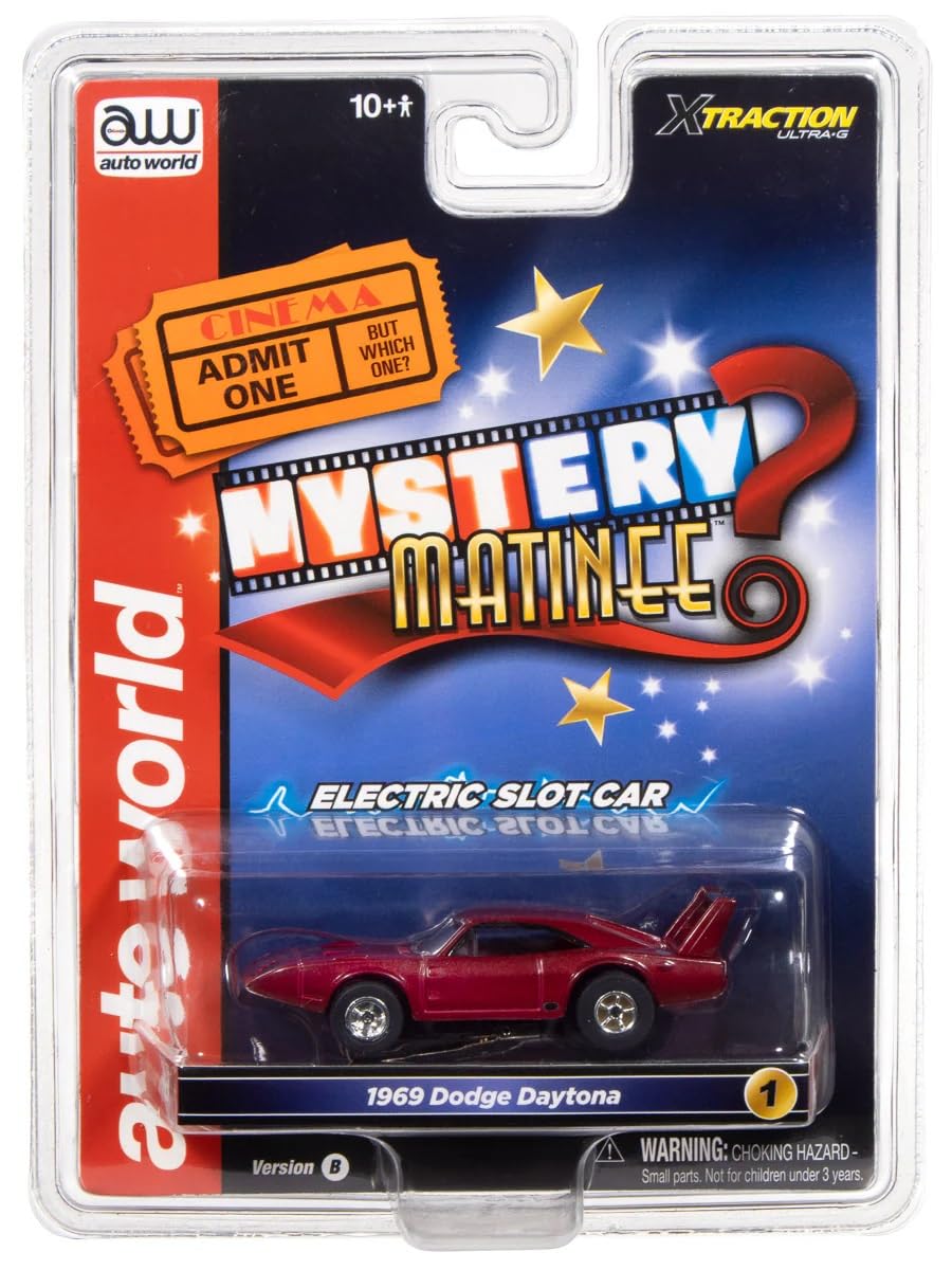 1969 Dodge Daytona Mystery Matinee (Red) HO Scale Slot Car by Auto World (Due March 2026)