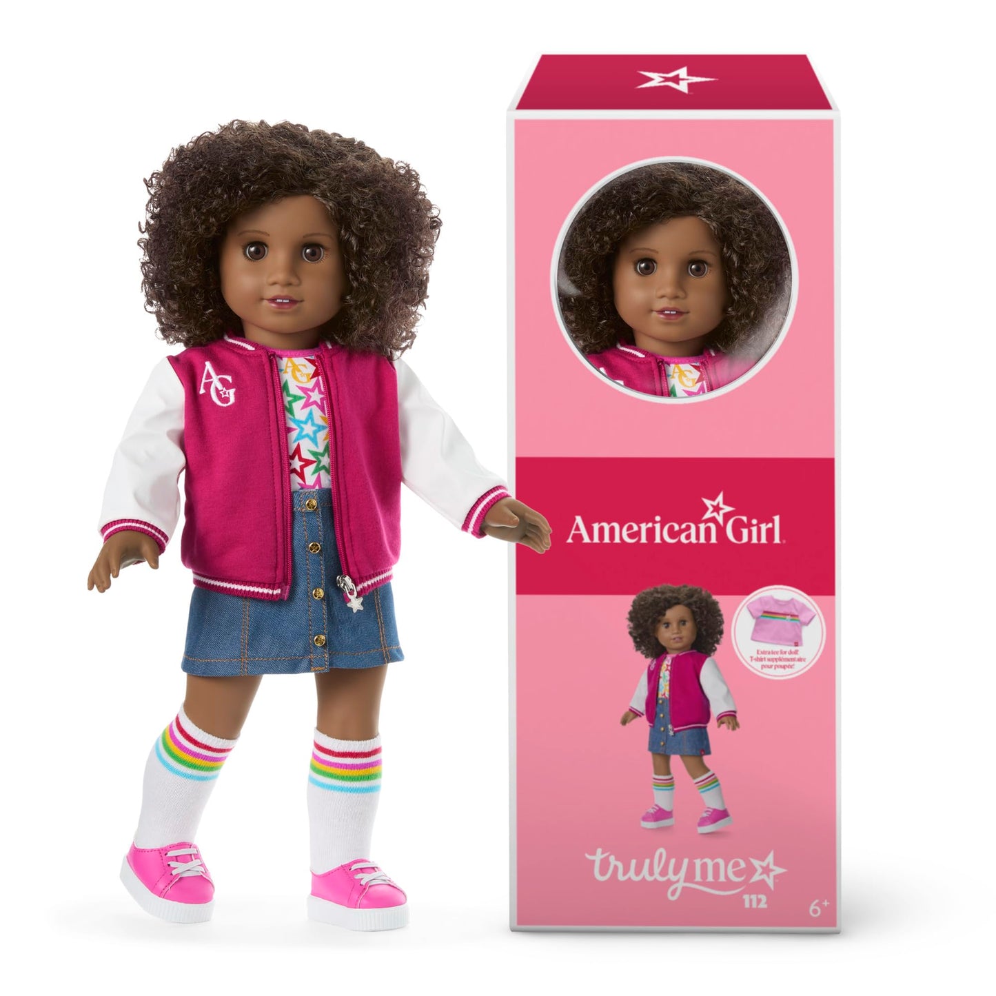 American Girl, Truly Me 18-inch Doll #112 with Brown Eyes, Natural Short Curly Dark-Brown Hair, Deep Skin, for Ages 6+
