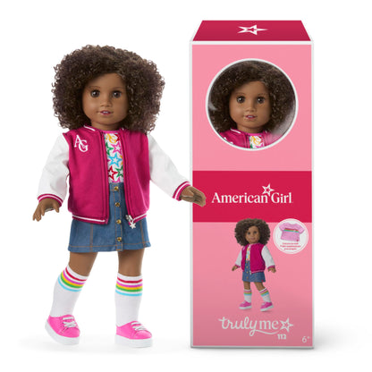 American Girl, Truly Me 18-inch Doll #112 with Brown Eyes, Natural Short Curly Dark-Brown Hair, Deep Skin, for Ages 6+