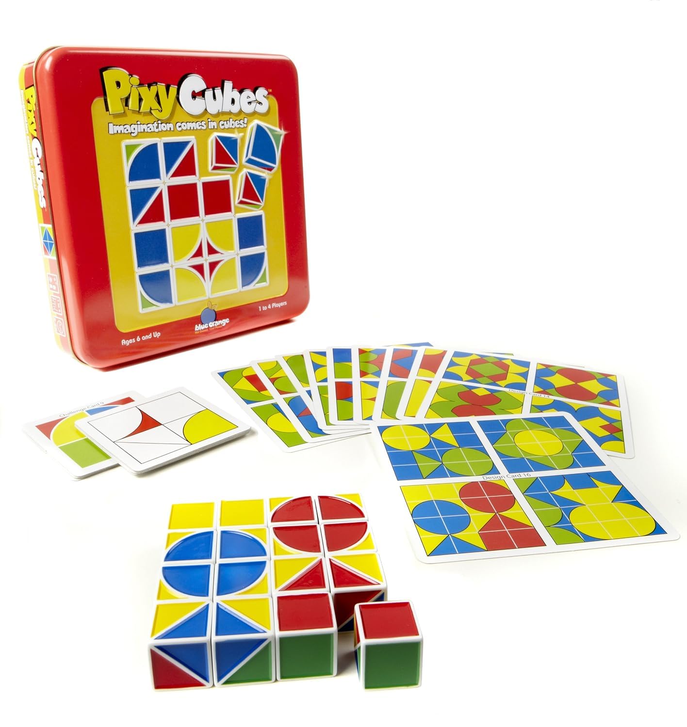 Blue Orange Pixy Cubes Matching Pattern Design Game Speed or Memory Rules Cubes in Tin Box Games, 1 to 4 Players, Ages 6+