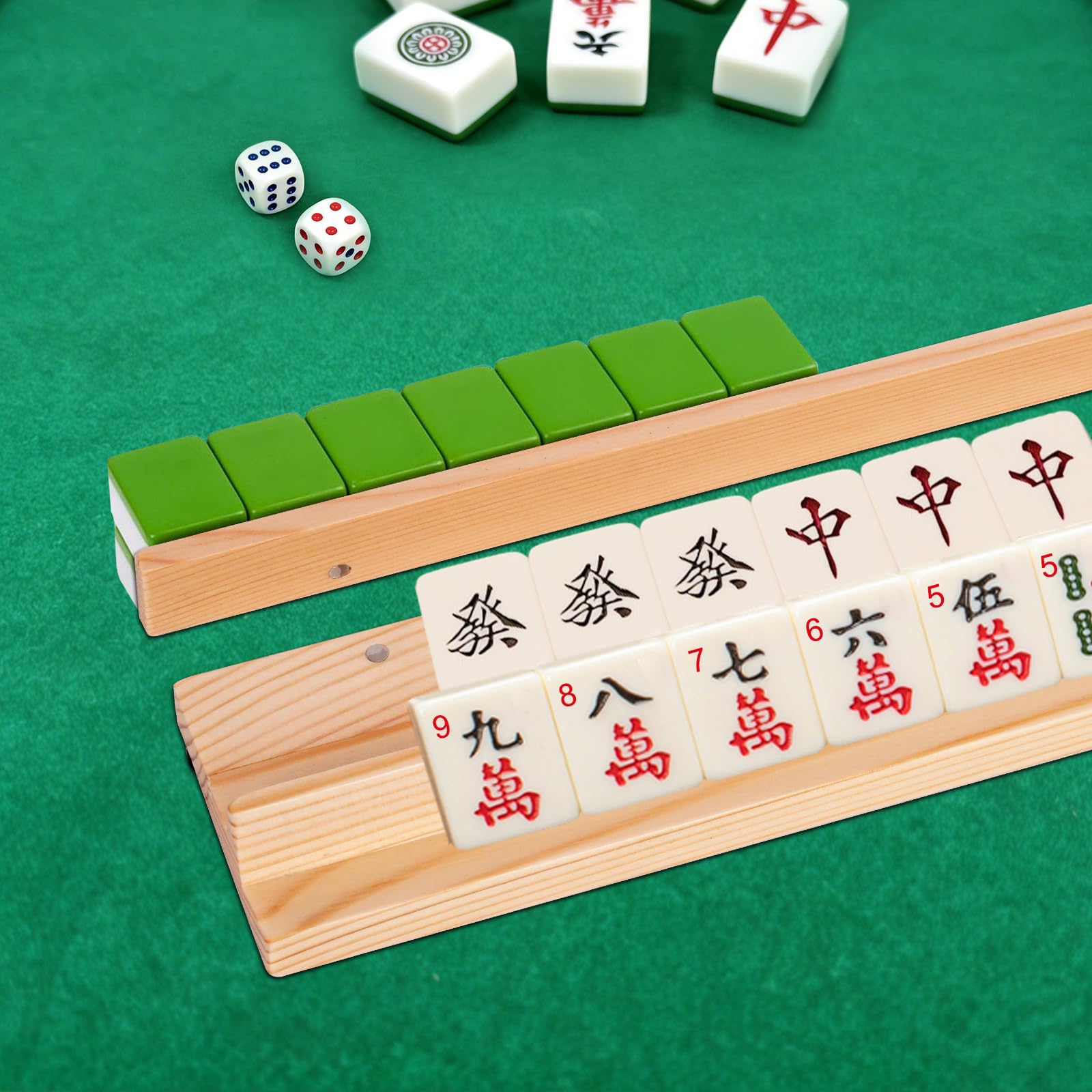 efulycozyy Mahjong Racks with Pushers, Mahjong Pushers and Racks, Wooden Mahjong Racks Set of 4, Mahjong Pushers with Storage Bags, Magnetically