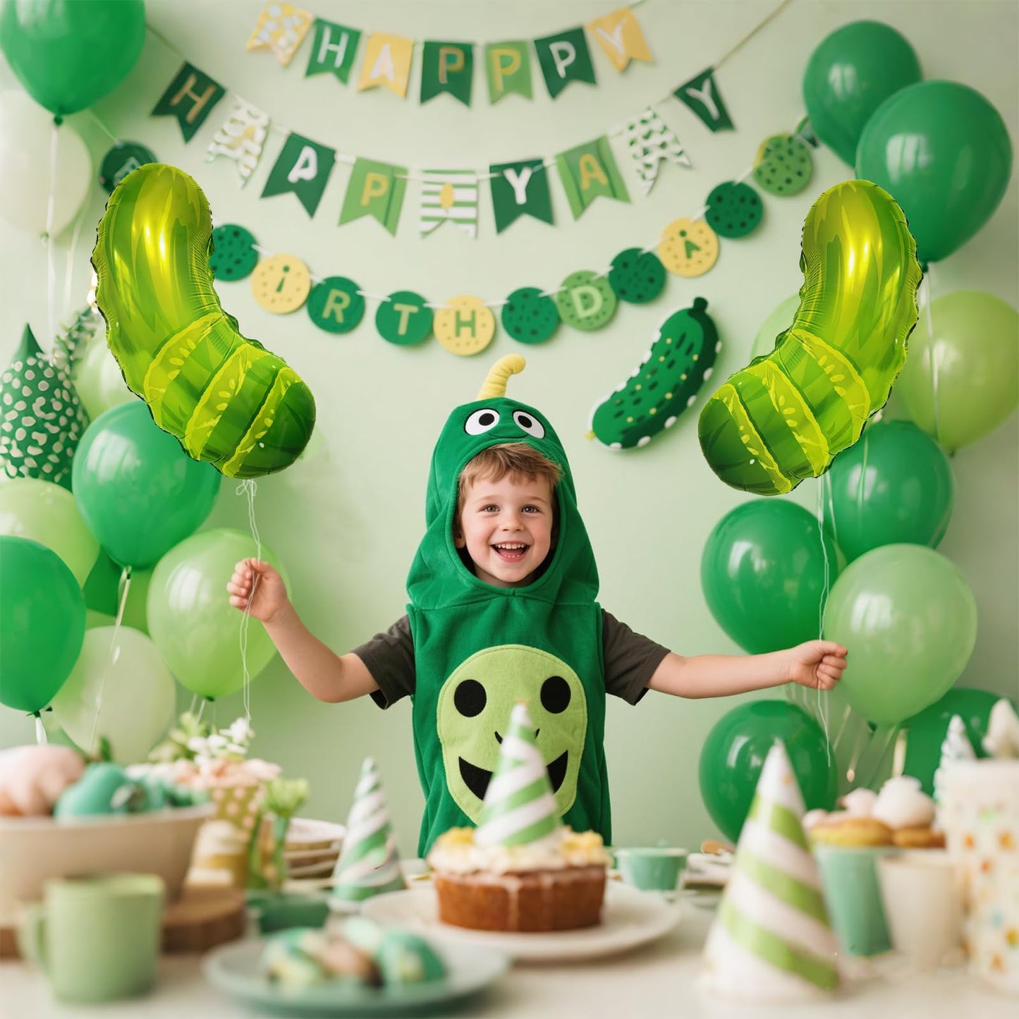 2Pcs Helium Pickle Foil Balloons Novelty Design Kind of a Big Dill Pickles Picklesburgh Sour Fruit Cucumber Funny Advertisement Positive Pickle Lover