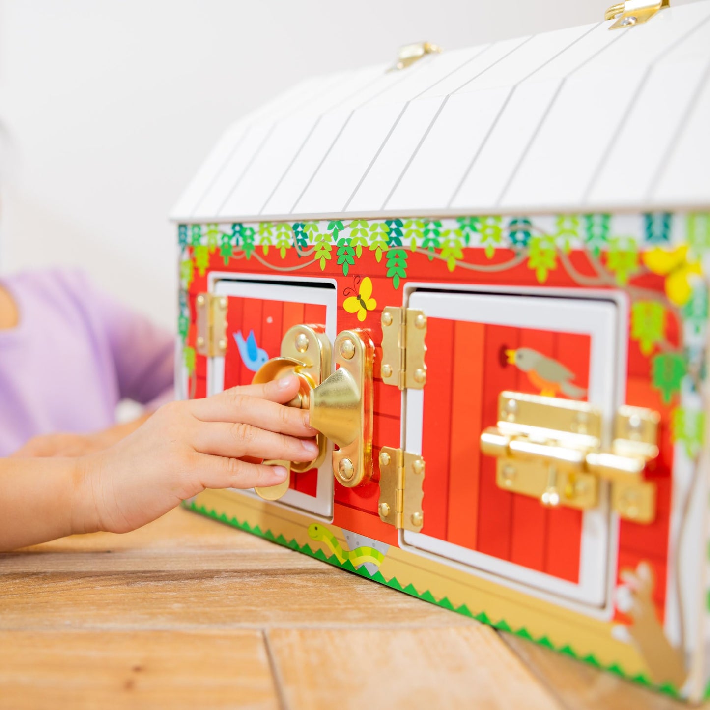 Melissa & Doug Latches Barn Toy Sensory Activity, Doors and Locks Toy, Farm Animals, for Kids Ages 3+