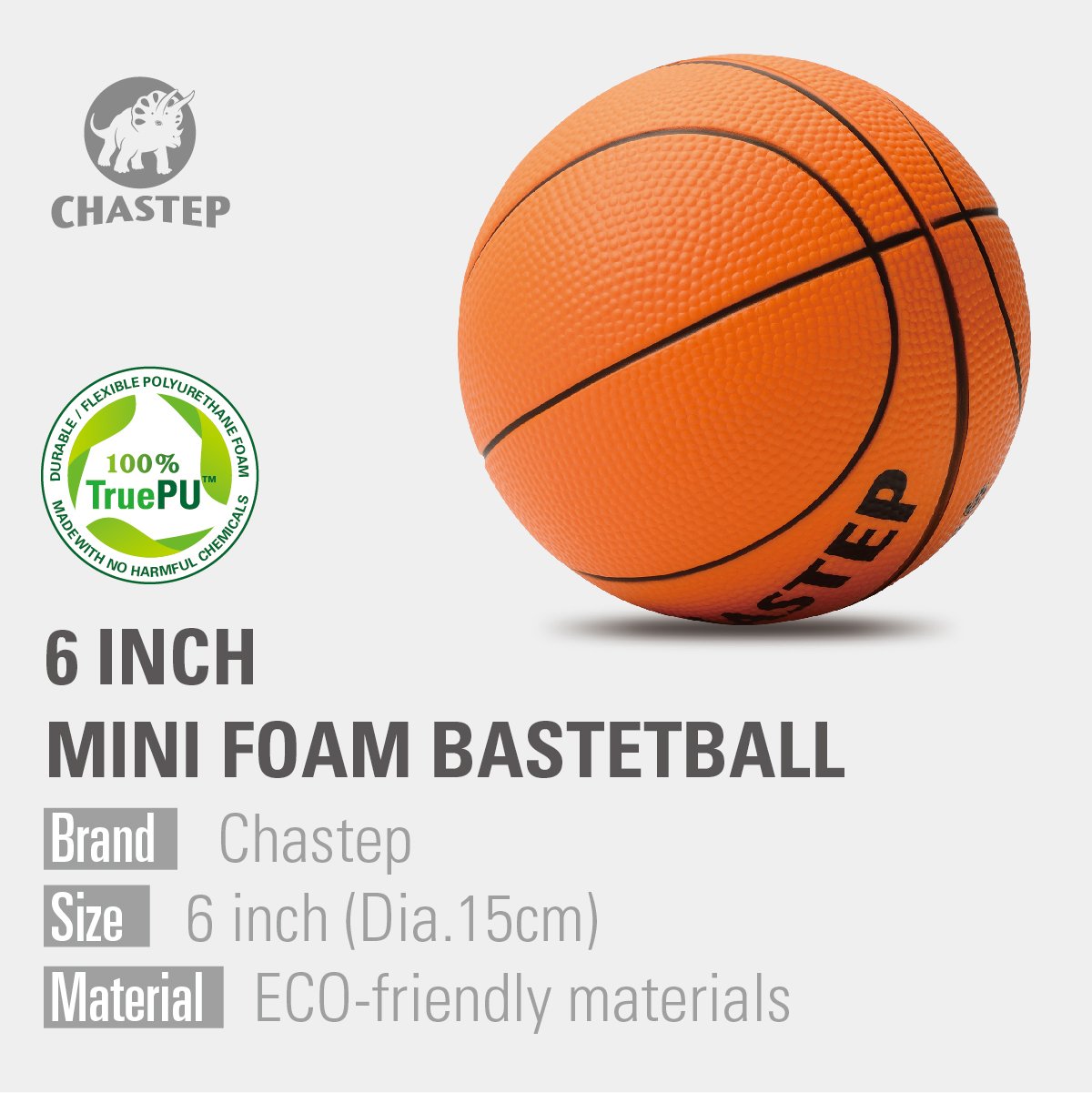 Chastep 6“ Foam Mini Basketball for Kids, Perfect for Practice and Backyard Play, Soft and Bouncy（Orange）