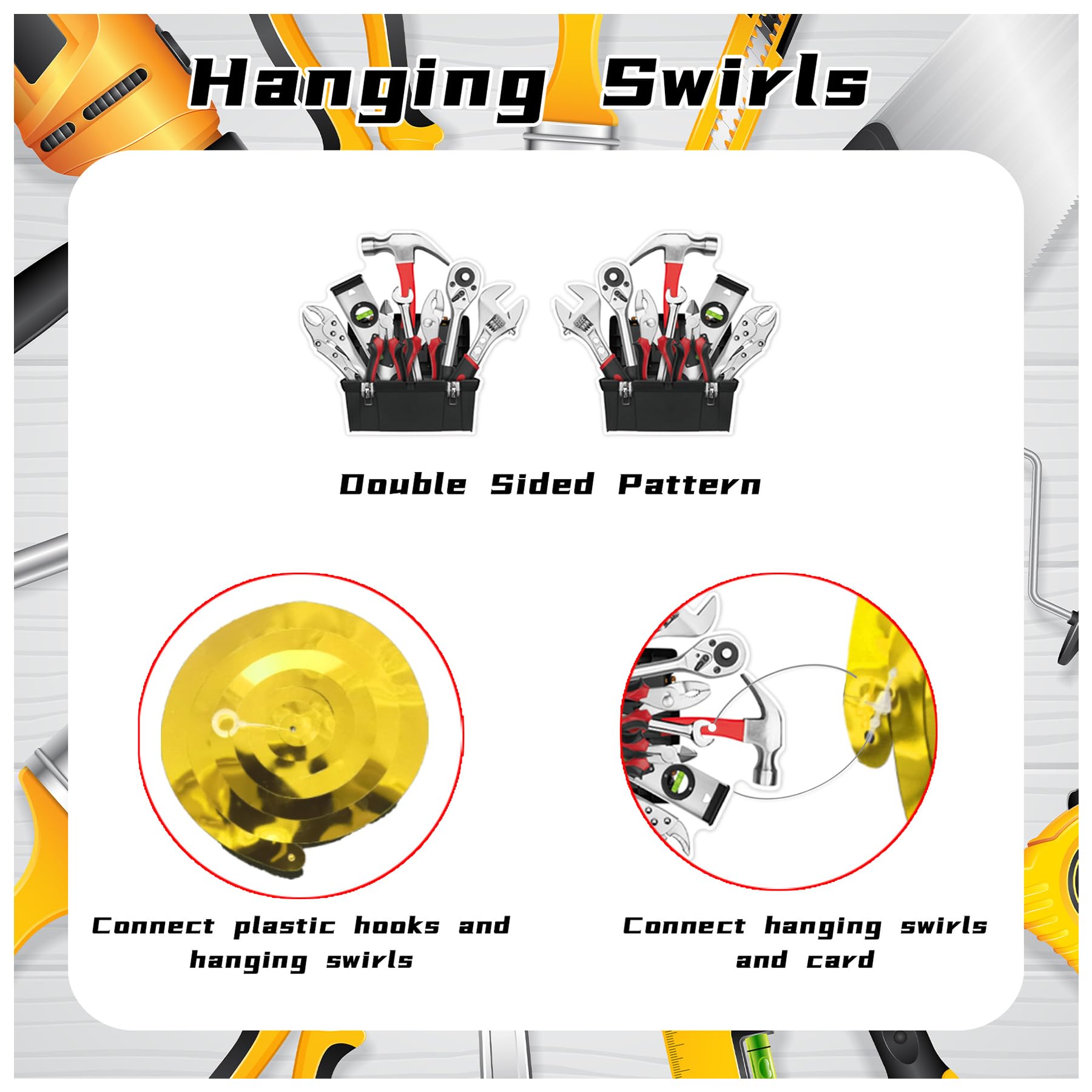 20 PCS Mechanic Hanging Swirl Decorations Mechanic Ceiling Streamers Hanging Decorations Mechanic Party Decorations for Mechanic Birthday Party