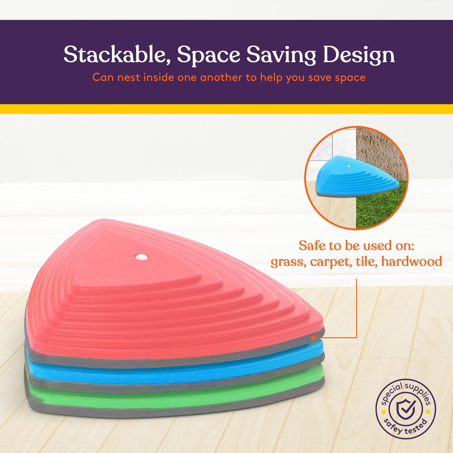 Special Supplies Stepping Stones for Kids Indoor and Outdoor Balance Blocks Promote Coordination, Balance, Strength Child Safe Rubber, Non-Slip Edging