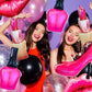 8Pcs Hot Pink Balloon Kit Red Lips, Lipstick, High Heels, Nail Polish Balloons Threenager Birthday Decorations Girl, Bachelorette Party, Girls Night