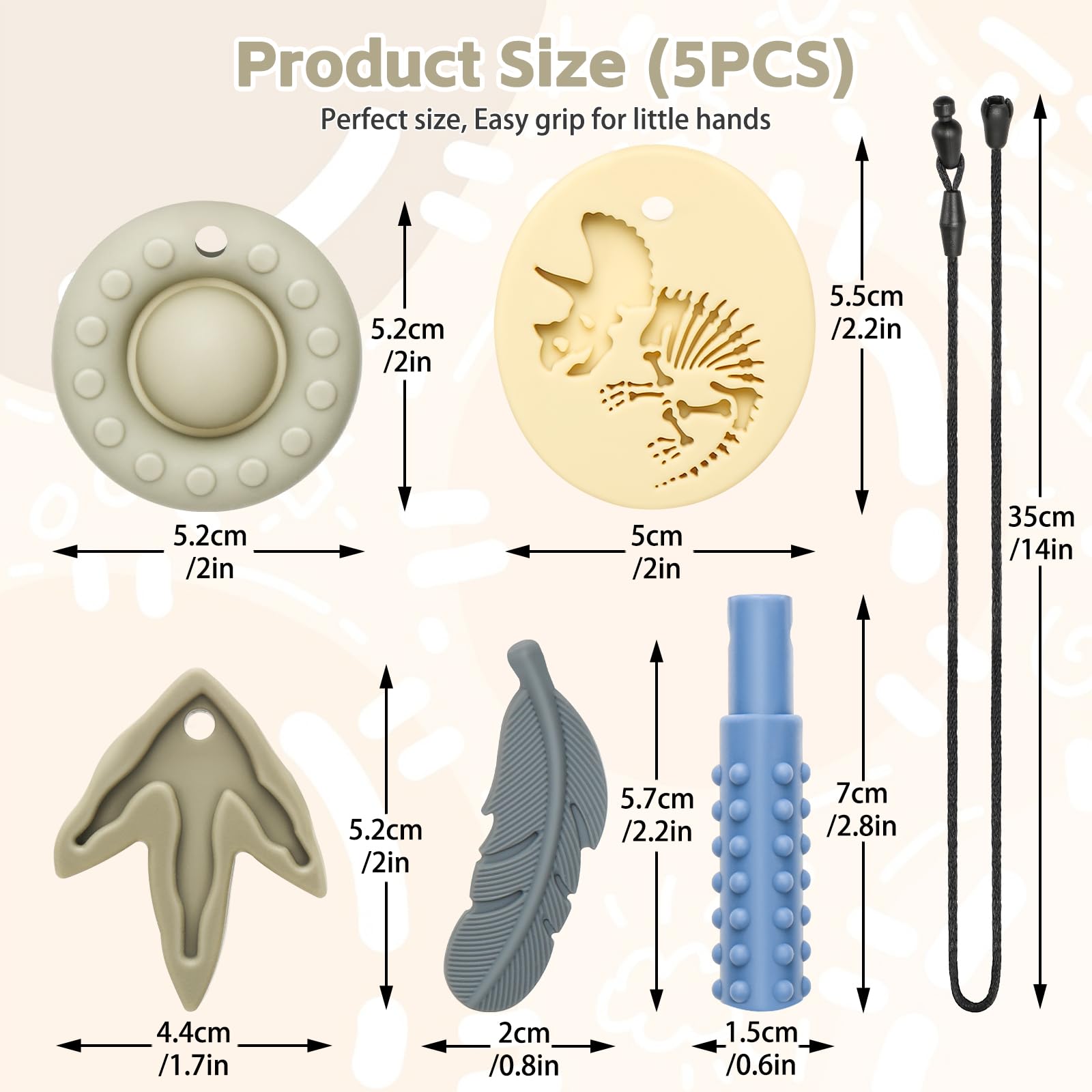 Chewy Sensory Toys for Autism, Silicone Chew Teether for Kids with ADHD, SPD, Chewing, Oral Motor Therapy Sensory Toys