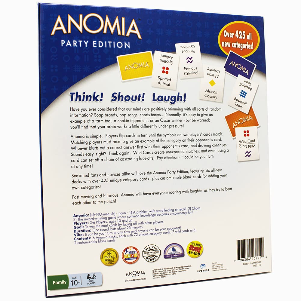 Anomia Party Edition. Fun Family Card Game for Teens and Adults. Popular for Families and Couples.