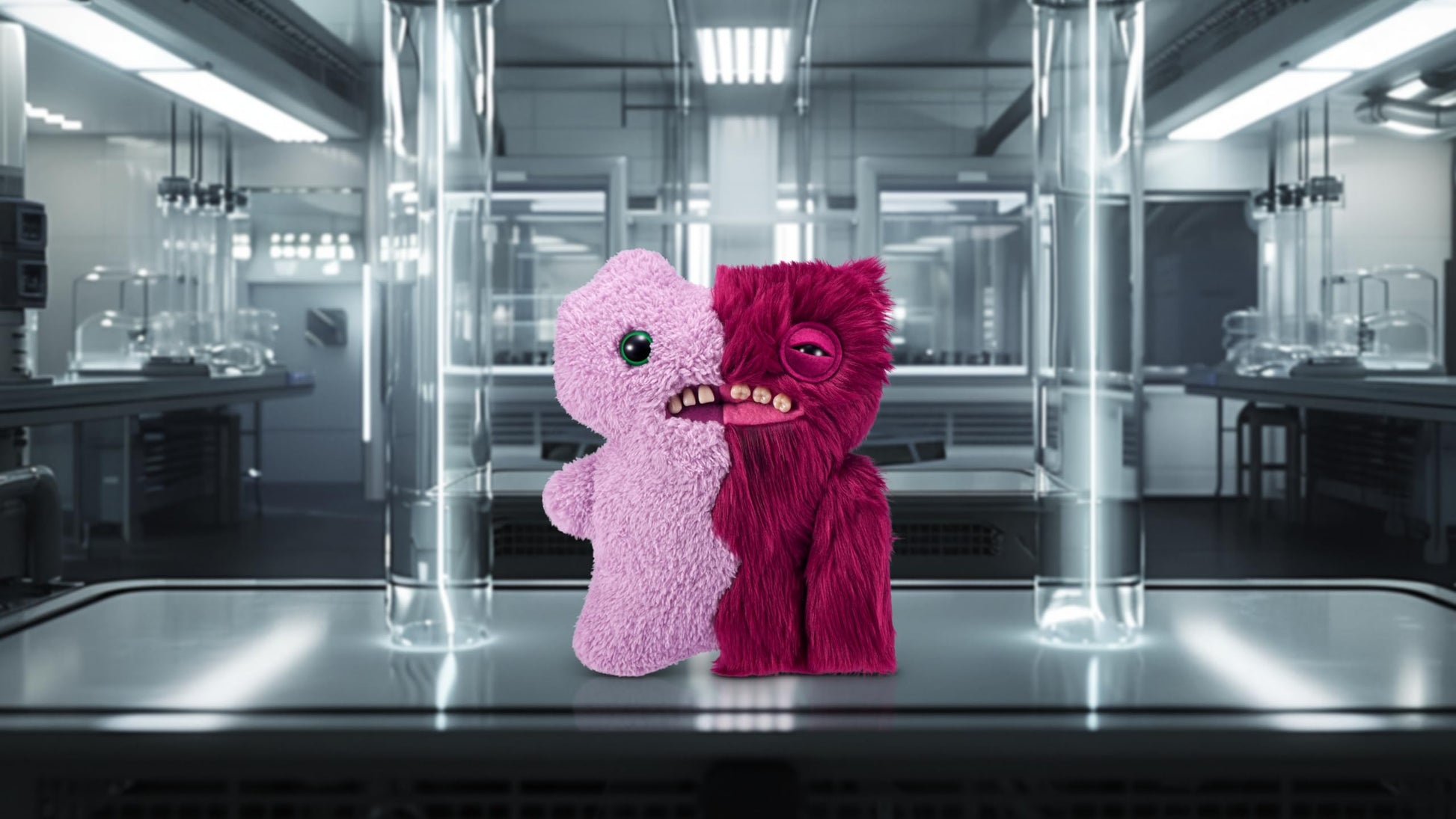 Fuggler Misfit Monsters 23 cm Series 1 by Zuru, Funny Ugly Monster Plush Toy (Gaptooth Mcgoo & Wide Eyed Lilac and Red)