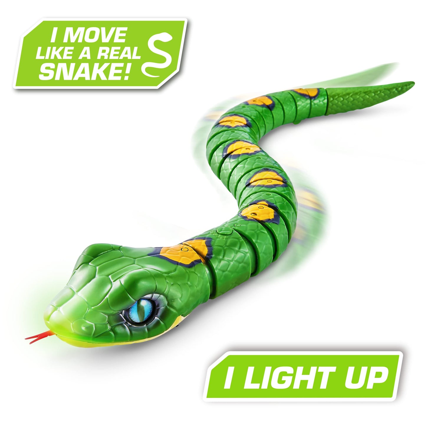 Robo Alive Slithering Snake Series 3 Green by ZURU Battery-Powered Robotic Light Up Reptile Toy that Moves (Green),7150B