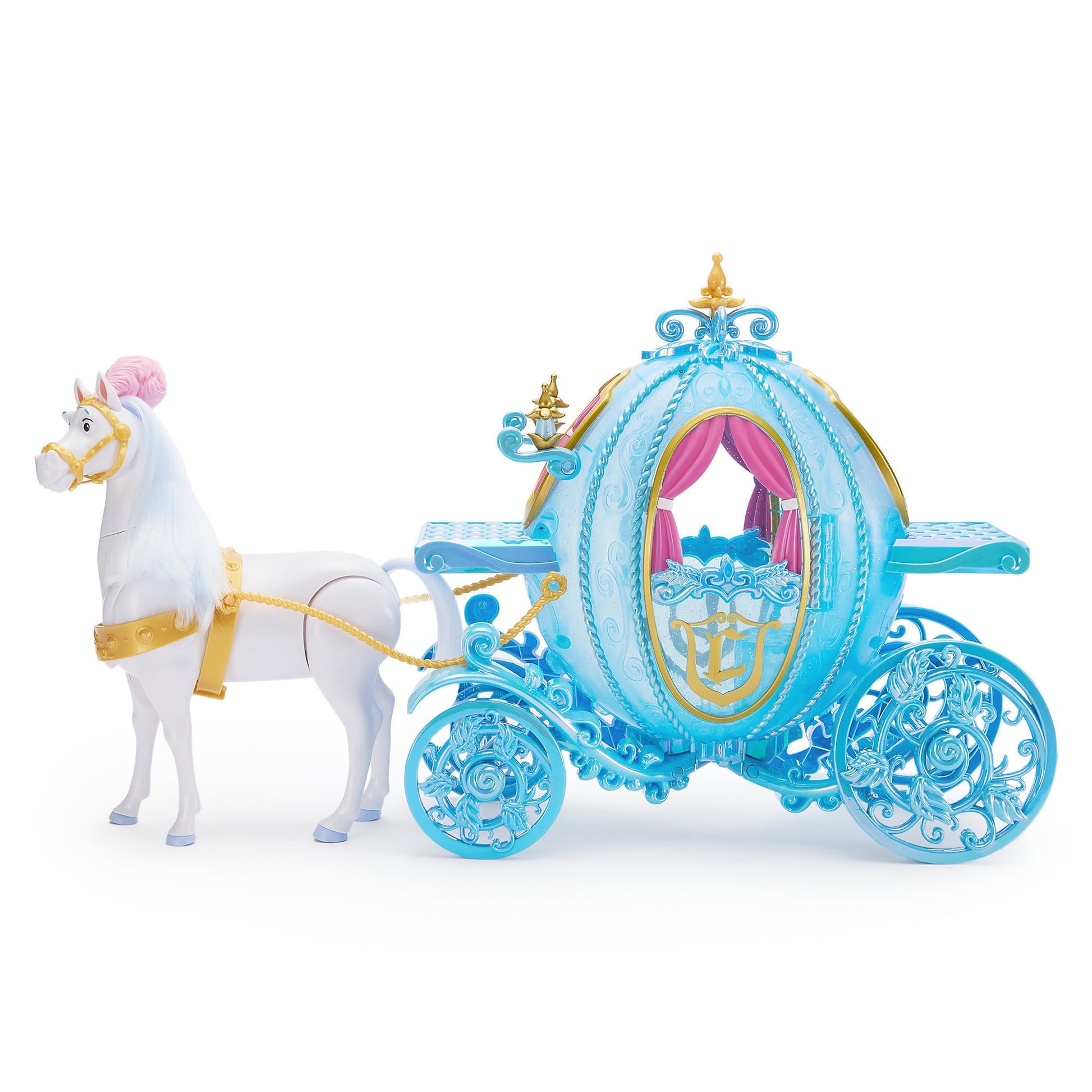 Disney Store Official Cinderella Doll Deluxe Gift Set with Horse that Walks & Light-Up Glittering Pumpkin Carriage - Perfect Disney Princess & Horse
