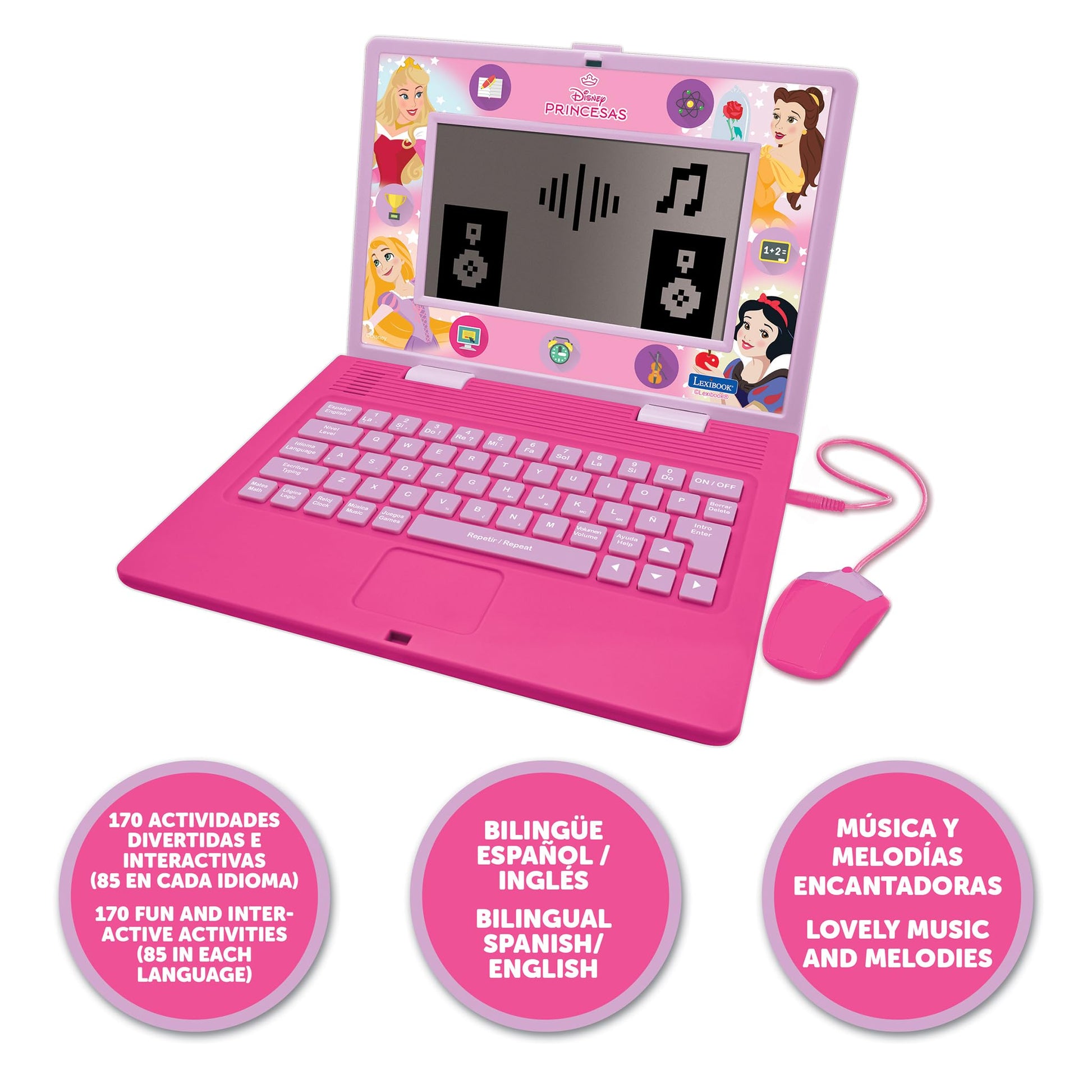 Lexibook, Disney Princess Educational Laptop for Kids, JC599DPi2