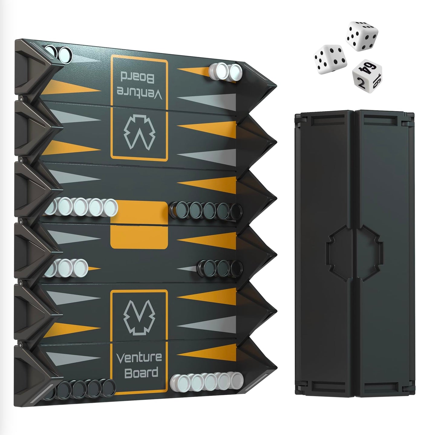 VENTUREBOARD Backgammon 6 Inches Magnetic Unique Backgammon Set Board Game - Folding Board, Portable Travel Backgammon Board Game Pieces - (Blue/Grey)