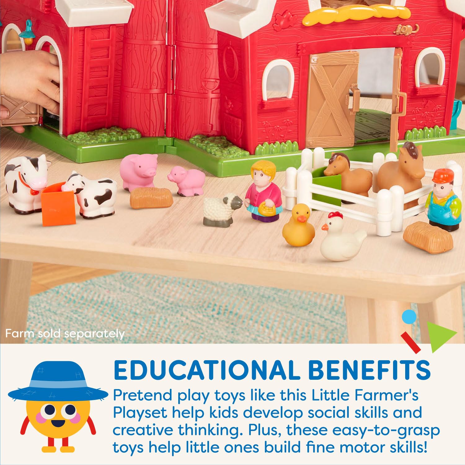 Battat Little Farmer's Playset Farm Animal Play Set, 25 Pieces, Toddler