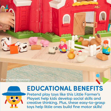 Battat Little Farmer's Playset Farm Animal Play Set, 25 Pieces, Toddler