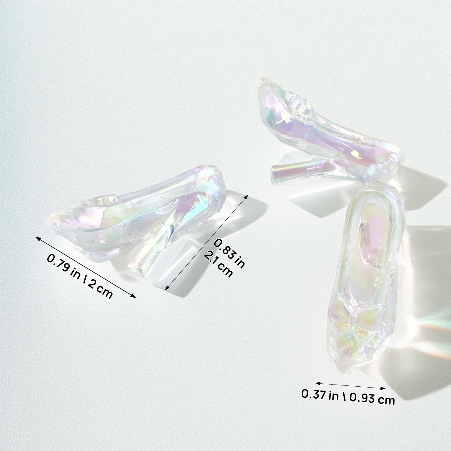 4pcs Acrylic Mini High Heels: Crystal Glass Slipper Style Shoes (1:12 Approx) for Dollhouse Fashion, DIY Jewelry, Collector Display