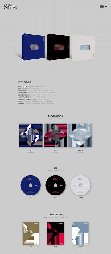 Enhypen - Border : Carnival [Random ver.] [Pre Order] CD+Photobook+Folded Poster+Others with Tracking, Extra Decorative Stickers, Photocards