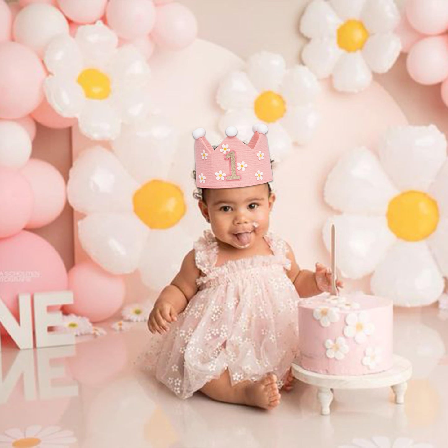 UDOTE Pink Daisy 1st Crown Hat
