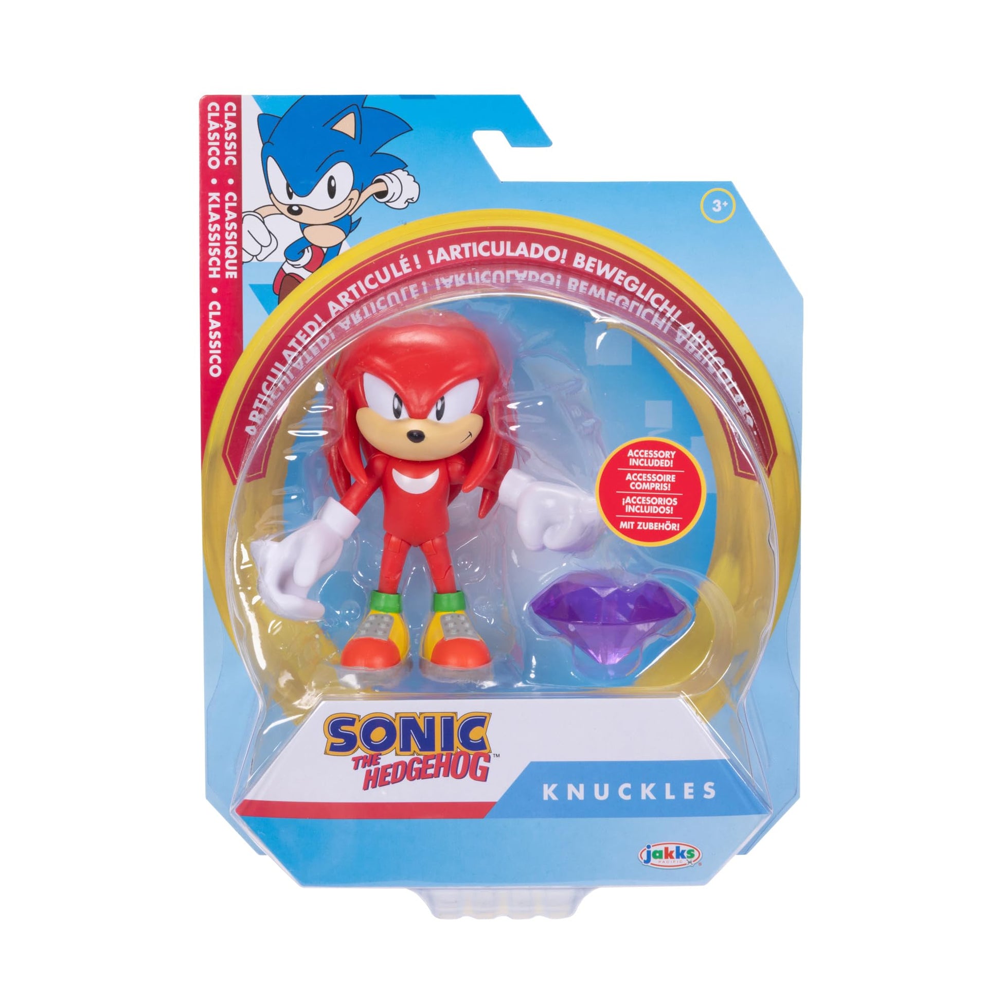 Sonic the Hedgehog 4-inch Knuckles Action Figure with Purple Chaos Emerald Accessory. Ages 3+ (Officially licensed by Sega)