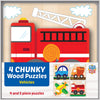 MasterPieces Vehicles Chunky Wood Puzzles 4 Pack - Jigsaw Puzzle with Vibrant Artwork and Durable Pieces - Fun Family Activity Brain Challenge