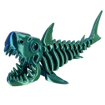 3D Printed Shark Toy - Cool Great White Shark Animal Figure Toys with Fun Movable Skeleton Design Fidget for Desk Decor and Pet Collectors(Laser