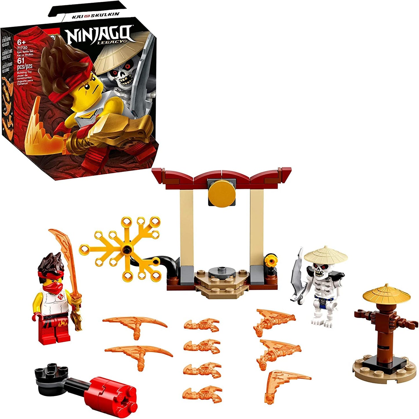 LEGO NINJAGO Epic Battle Set - Kai vs. Skulkin 71730 Building Kit; Ninja Playset Featuring a Spinning Battle Toy, New 2021 (61 Pieces)