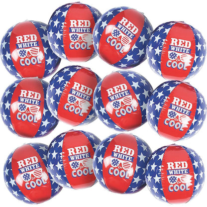 Fun Express - Patrotic Beach Ball for Fourth of July - Toys - Inflates - Beach Balls - Fourth of July - 12 Pieces