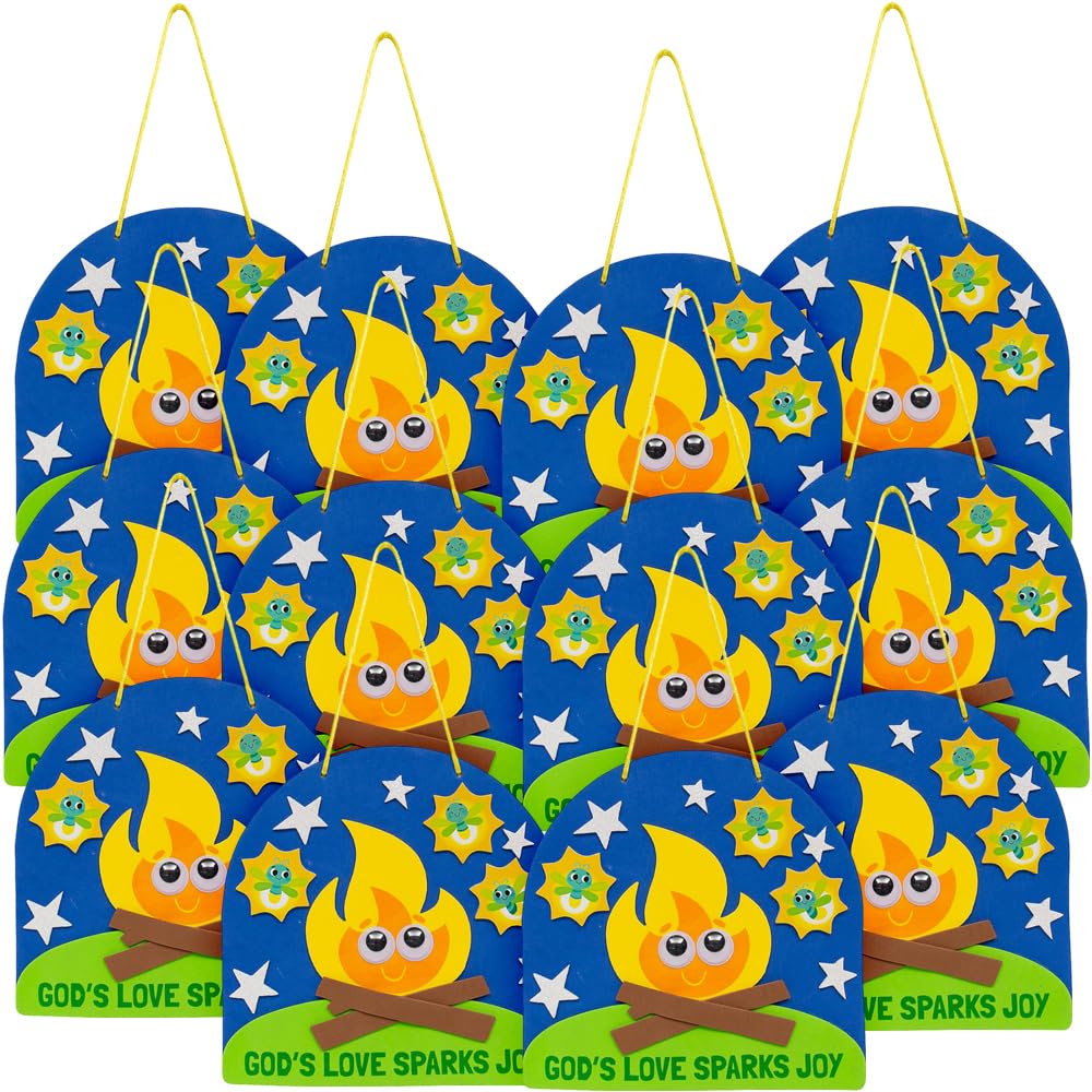 Fun Express Camp VBS Firefly Sign Craft Kit Makes 12 - Sunday School Crafts for Kids Ages 4-8 | Christian Crafts for Vacation Bible School 2026 | Bulk