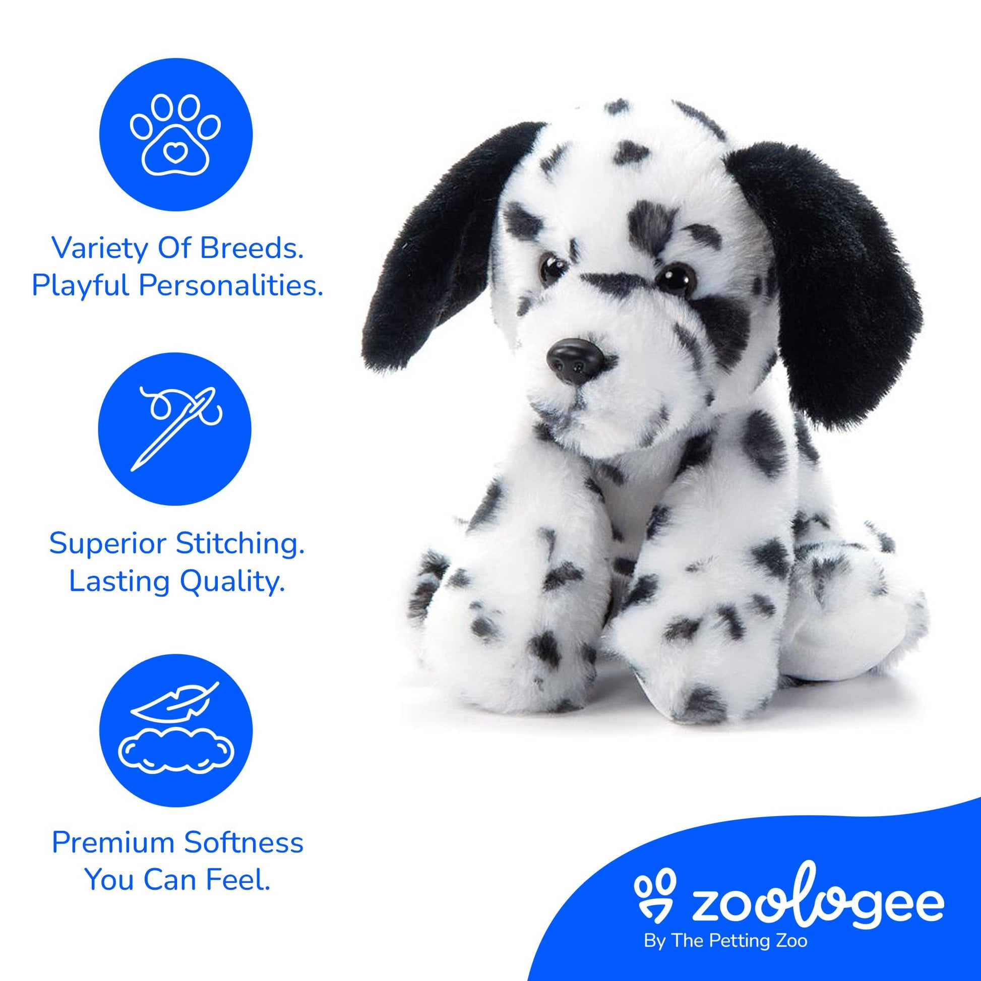 The Petting Zoo Dalmatian Dog Stuffed Animal Plushie, Gifts for Kids, Dog Plush Toy 9 inches