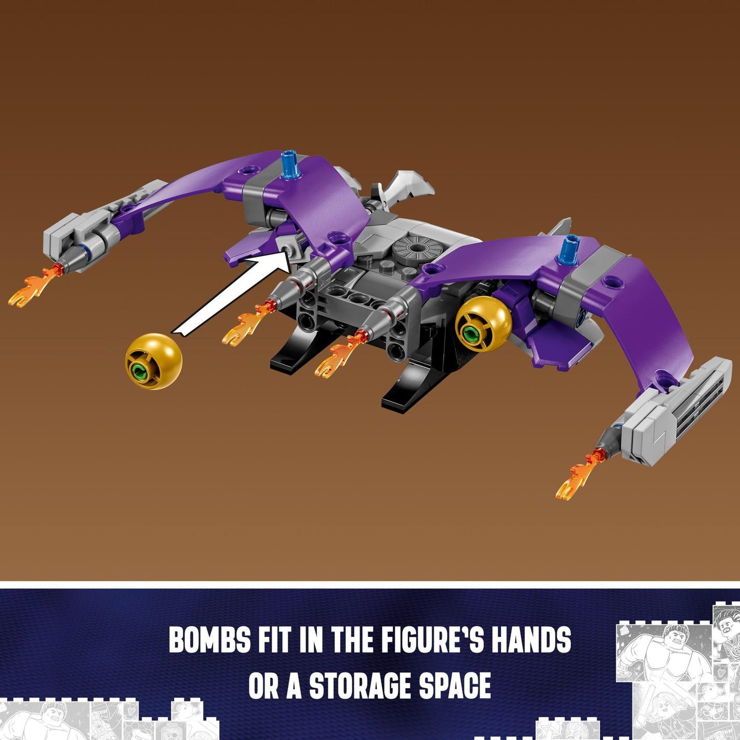 LEGO Marvel Green Goblin Construction Figure - Building Toy for Boys & Girls, Ages 8+ - Marvel Villain Action Figure W/Glider and Pumpkin Bombs - Gift