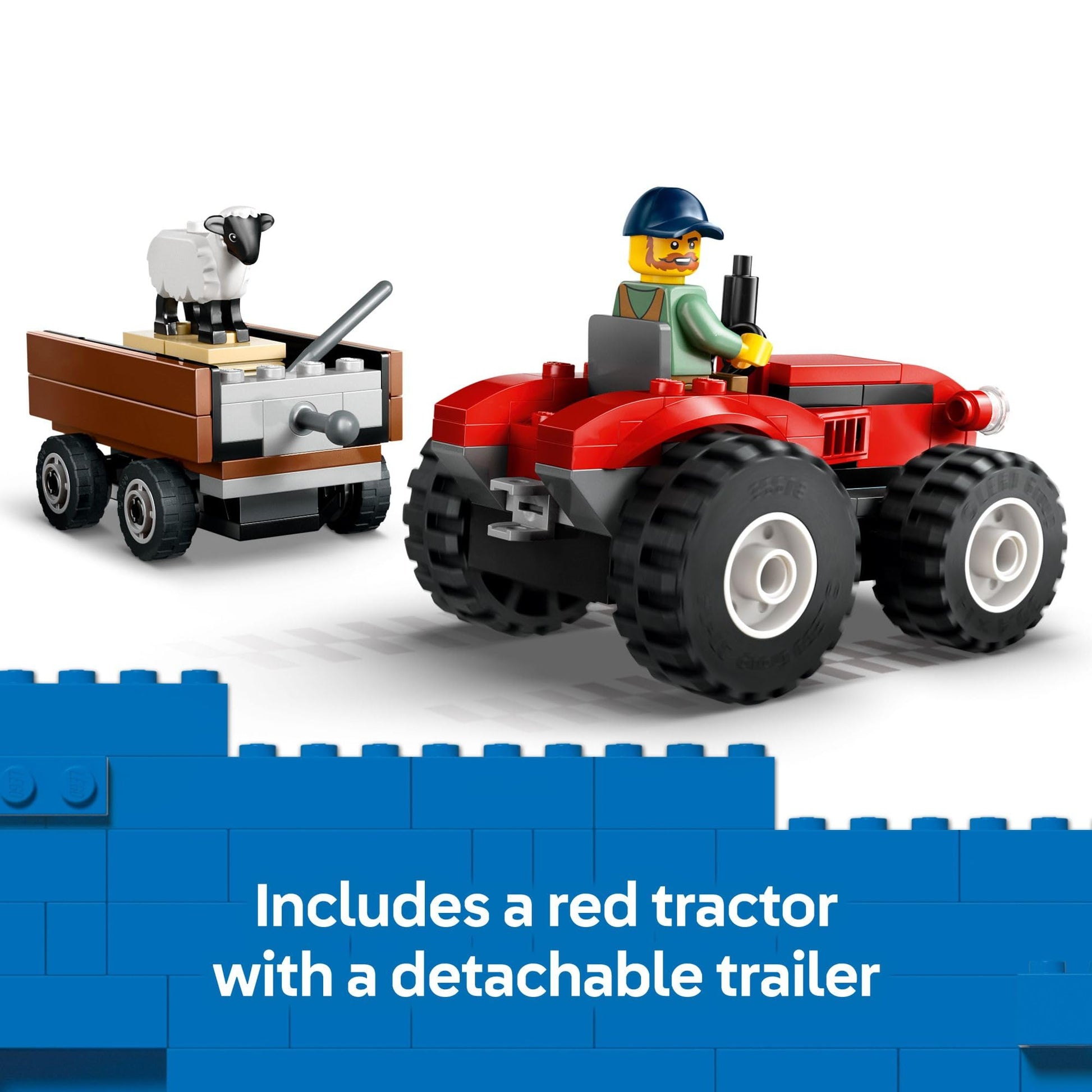 LEGO City Red Farm Tractor with Trailer & Sheep Toddler Learning Toy - Farm Toy with Tractor and Animal Figurines - Preschool Toy for Boys and Girls,