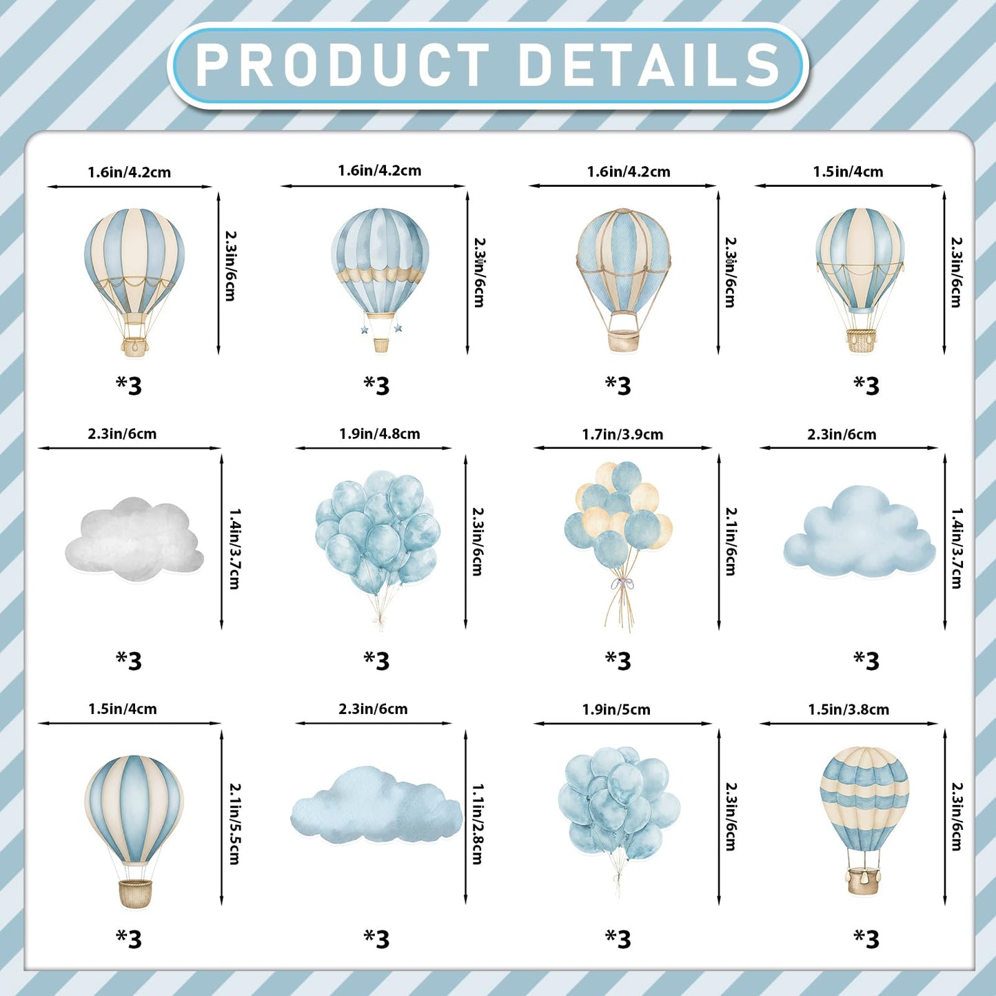 36pcs Hot Air Balloon Cupcake Toppers: Hot Air Balloon Decorations Adventure Awaits Baby Shower Hot Air Balloon Baby Shower Decorations
