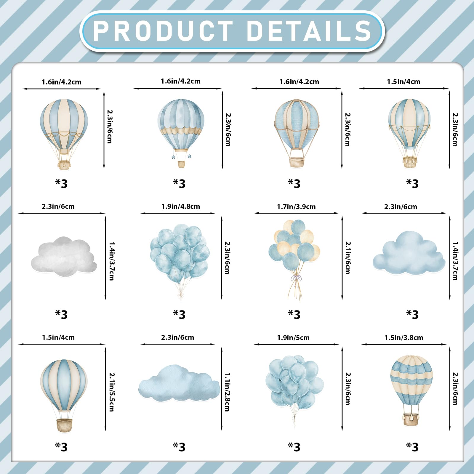36pcs Hot Air Balloon Cupcake Toppers: Hot Air Balloon Decorations Adventure Awaits Baby Shower Hot Air Balloon Baby Shower Decorations