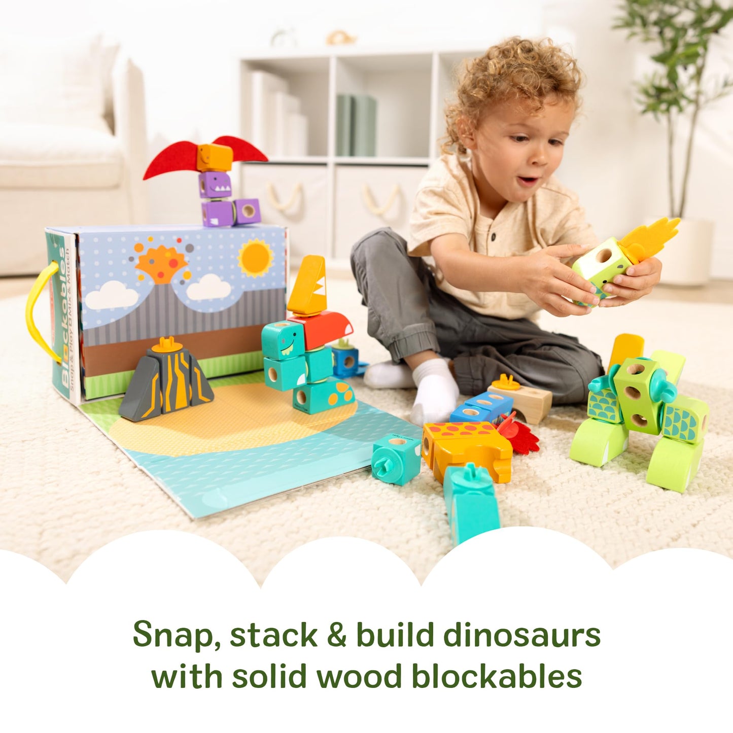 Melissa & Doug Blockables Dinosaur Wooden Building Block Toy Set