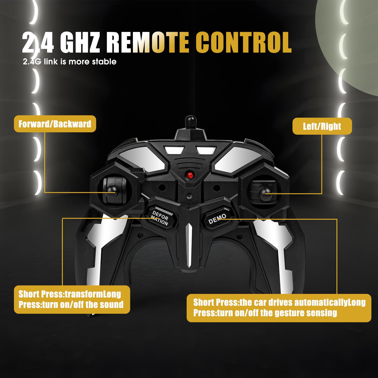 MUISHUYU Rechargeable Transform Remote Control Spider Car, Black Transforming RC Robot Toy 1:18, One-Key Deformation, 360° Drifting Vehicle for Kids