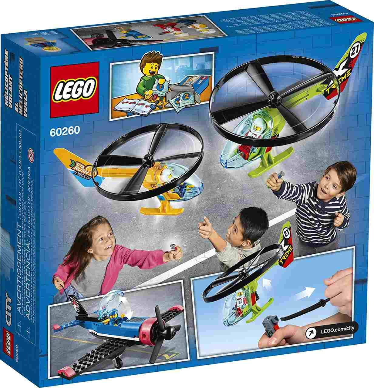 LEGO City Air Race 60260 Flying Helicopter Toy, Features 2 Ripcord Helicopters, Stunt Plane Aircraft Toy, 2 Pylons, Plus Rivera, Xtreme and Vitarush