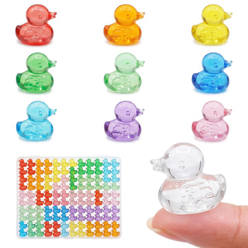 200PCS Mini Duck Figurines Bulk, Tiny Colorful Resin Ducks for Duck Hiding Game, Fairy Garden Decor, Desk Pets, Vase Fillers, Party Favors & Classroom