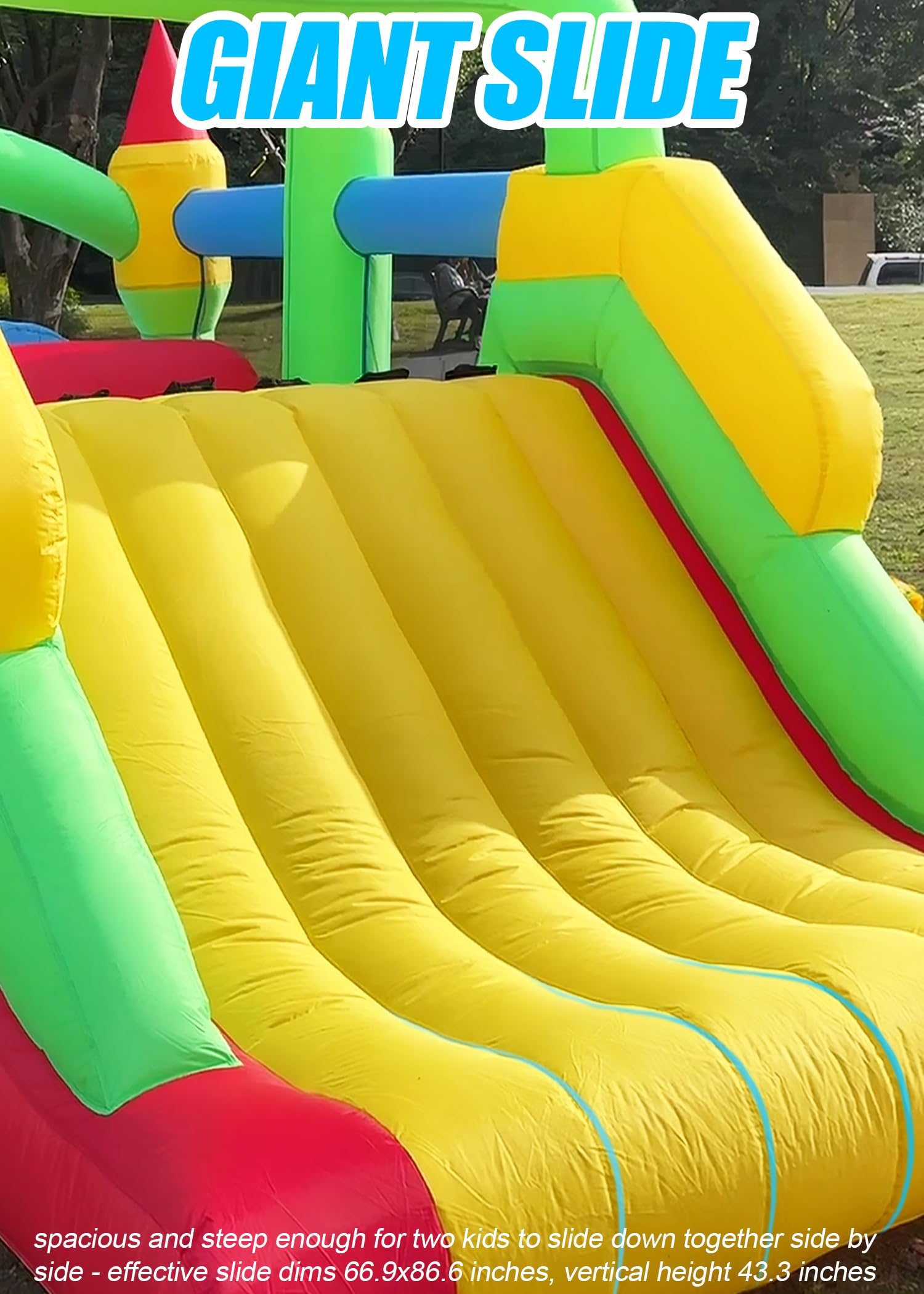 Whubefy 18x8.2FT Giant Inflatable Bounce House Obstacle Course for Big Kids 3-6 8-12 with Extra Large Slide, Racing Crawl Tunnels, Blow Up Race Track
