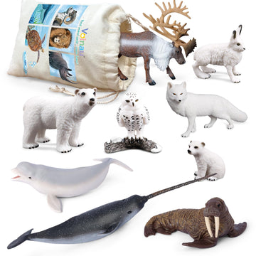 Volnau Sea Creature Toys Figures 9PCS Arctic Circle Ocean Animals Figurines for Toddlers Kids Christmas Decoration Gift Plastic Fish Preschool Pack