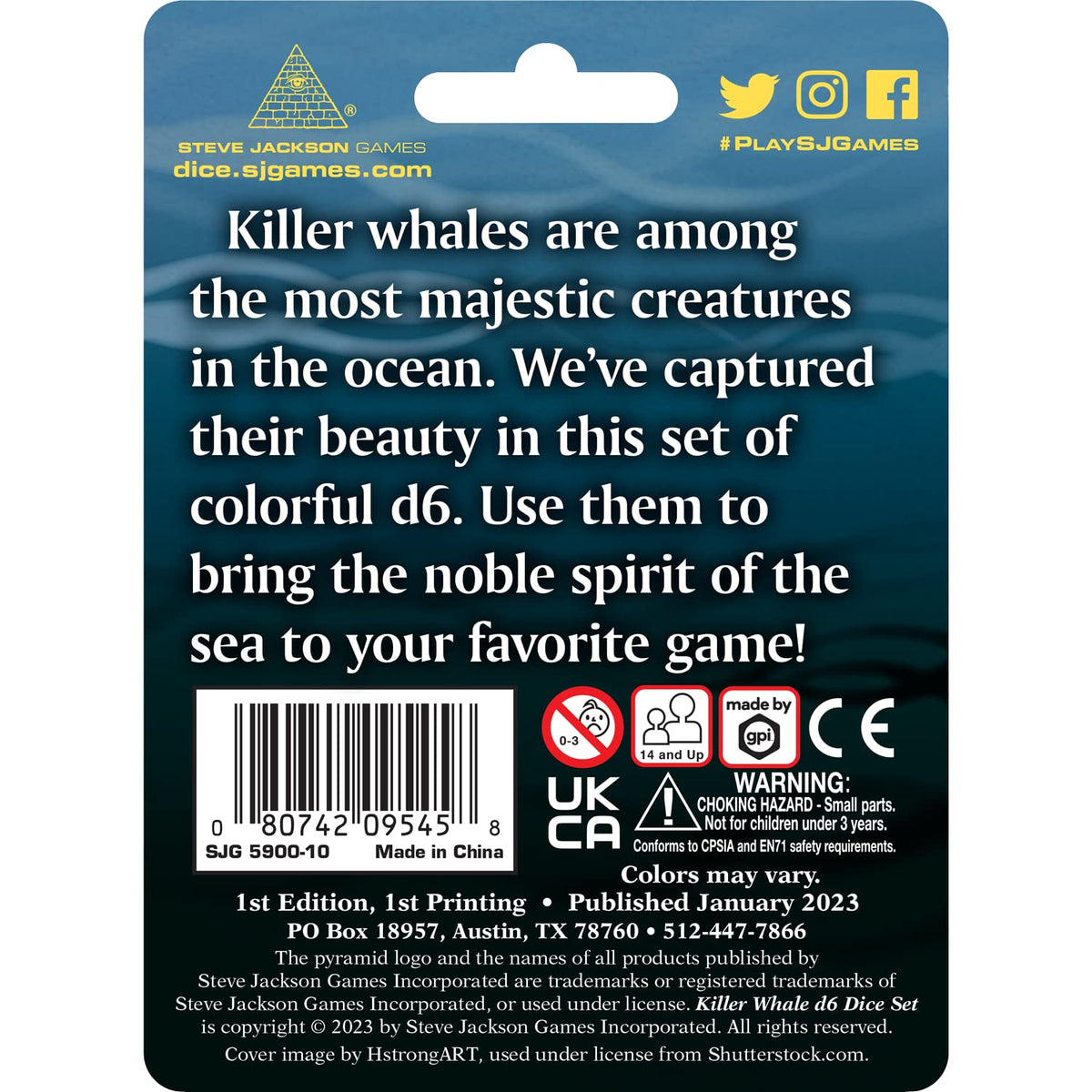 Steve Jackson Games Killer Whale d6 Dice Set