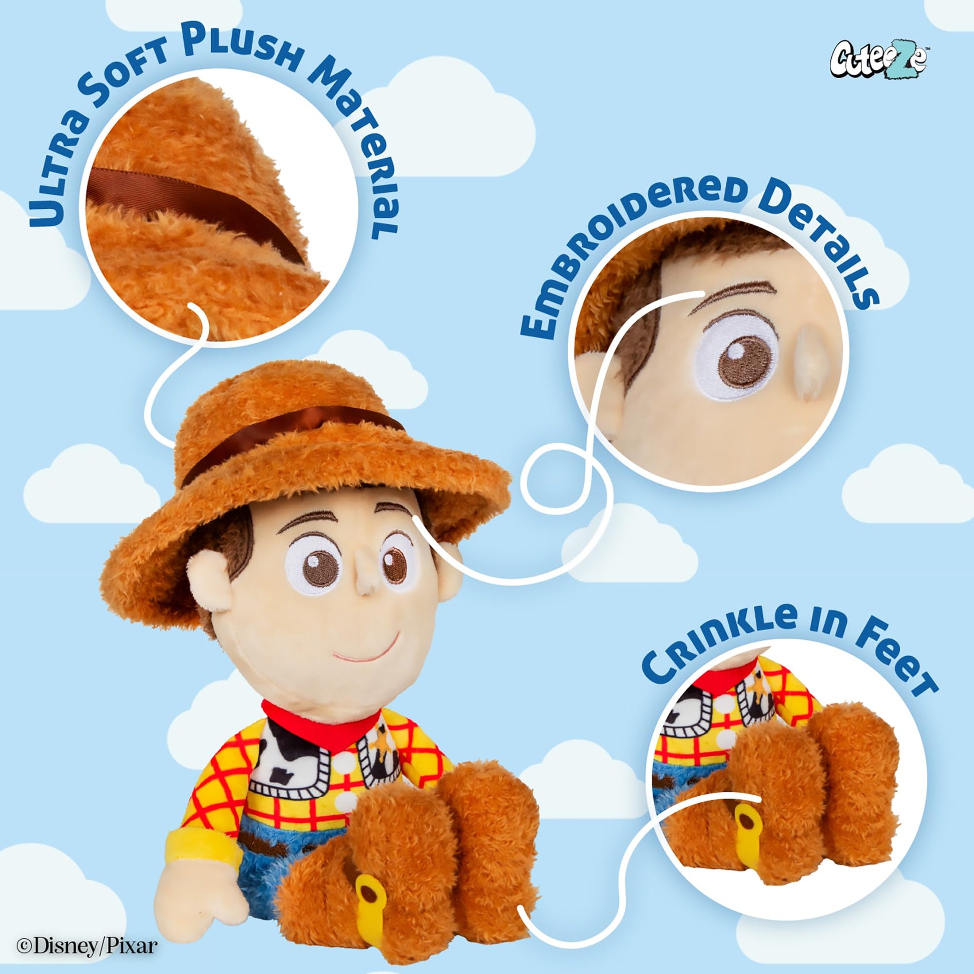 Kids Preferred Disney Pixar Toy Story Woody Extra Soft Plush Stuffed Animal Toy for Baby and Toddler Boys and Girls 12 Inch Size Plush