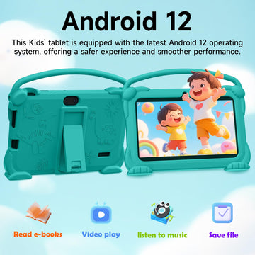 YQSAVIOR Kids Tablets, Android 12 Tablet for Kids, 4GB RAM 32GB ROM Toddler Tablet 7 inch IPS Screen, Parental Control, 2+5MP Dual Camera, Shockproof