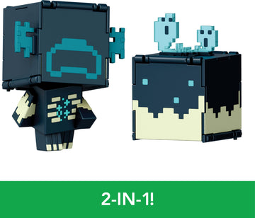 Mattel Minecraft Flippin’ Figs Figures with 2-in-1 Fidget Play, 3.75-in Scale, Large Heads & Pixelated Design (Characters May Vary)