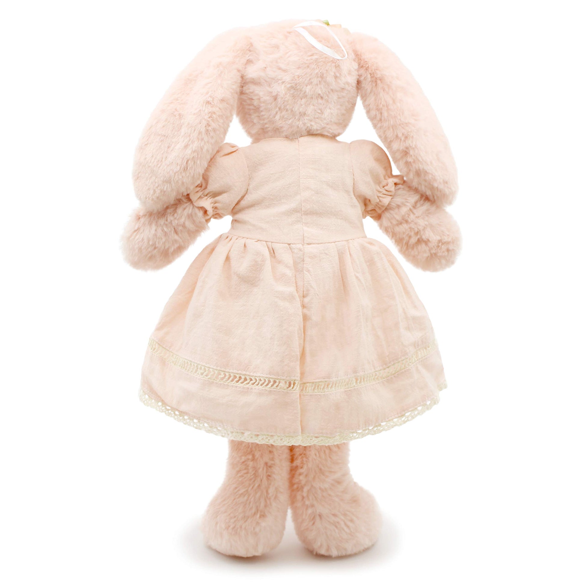 oits cute Small Soft Stuffed Animal Bunny Rabbit Plush Toy for Baby Girls 15inch (Pink Rabbit Wearing Pink Vintage Dress)