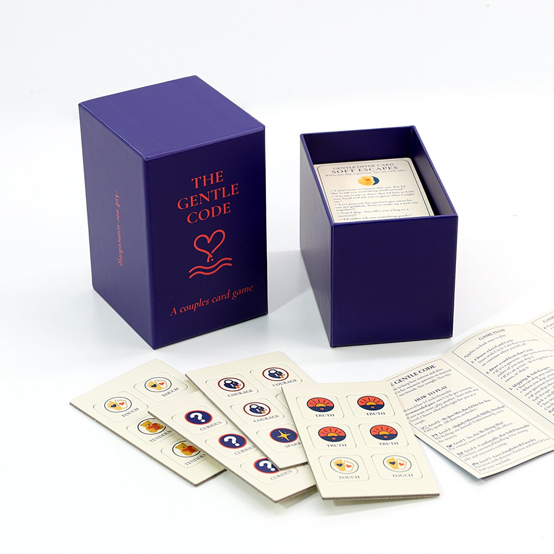 The Gentle Code Couples Card Game - 150 Conversation & Action Cards, 5 Progressive Levels, Token Reward System - Date Night Gift for Couples