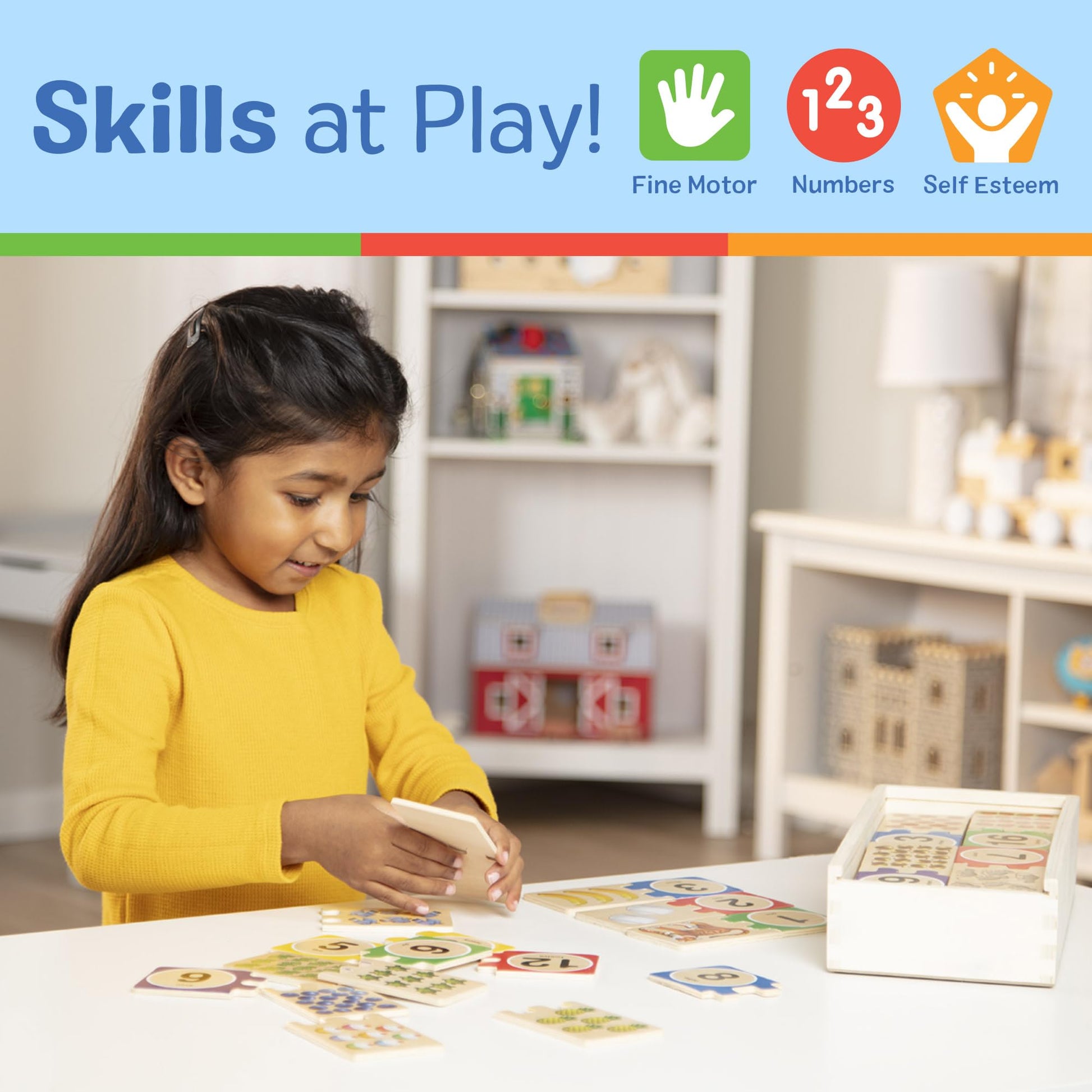 Melissa & Doug Self-Correcting Wooden Number Puzzles with Storage Box (40 pcs)