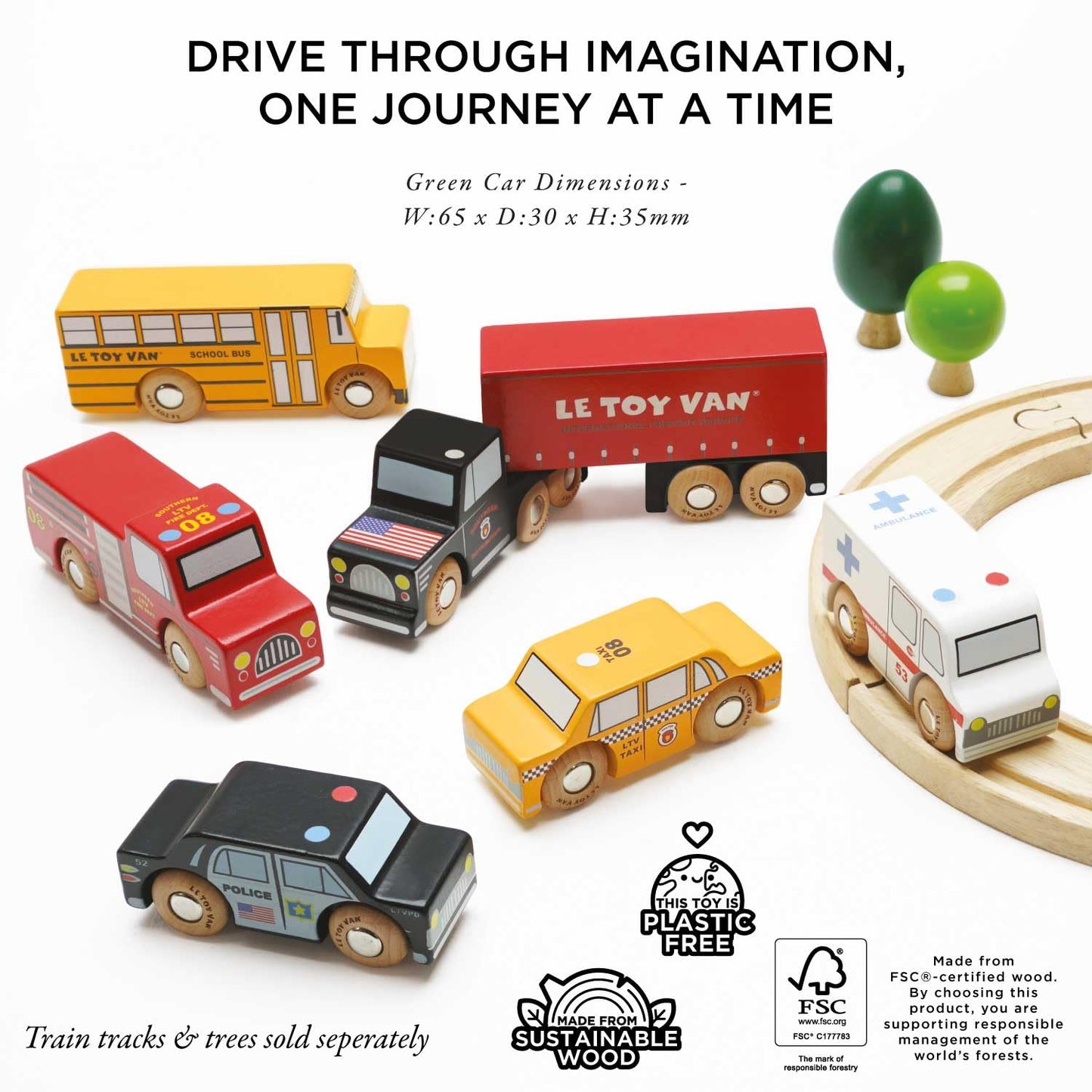 Le Toy Van New York Car Set Premium Wooden Toys for Kids Ages 3 Years & Up