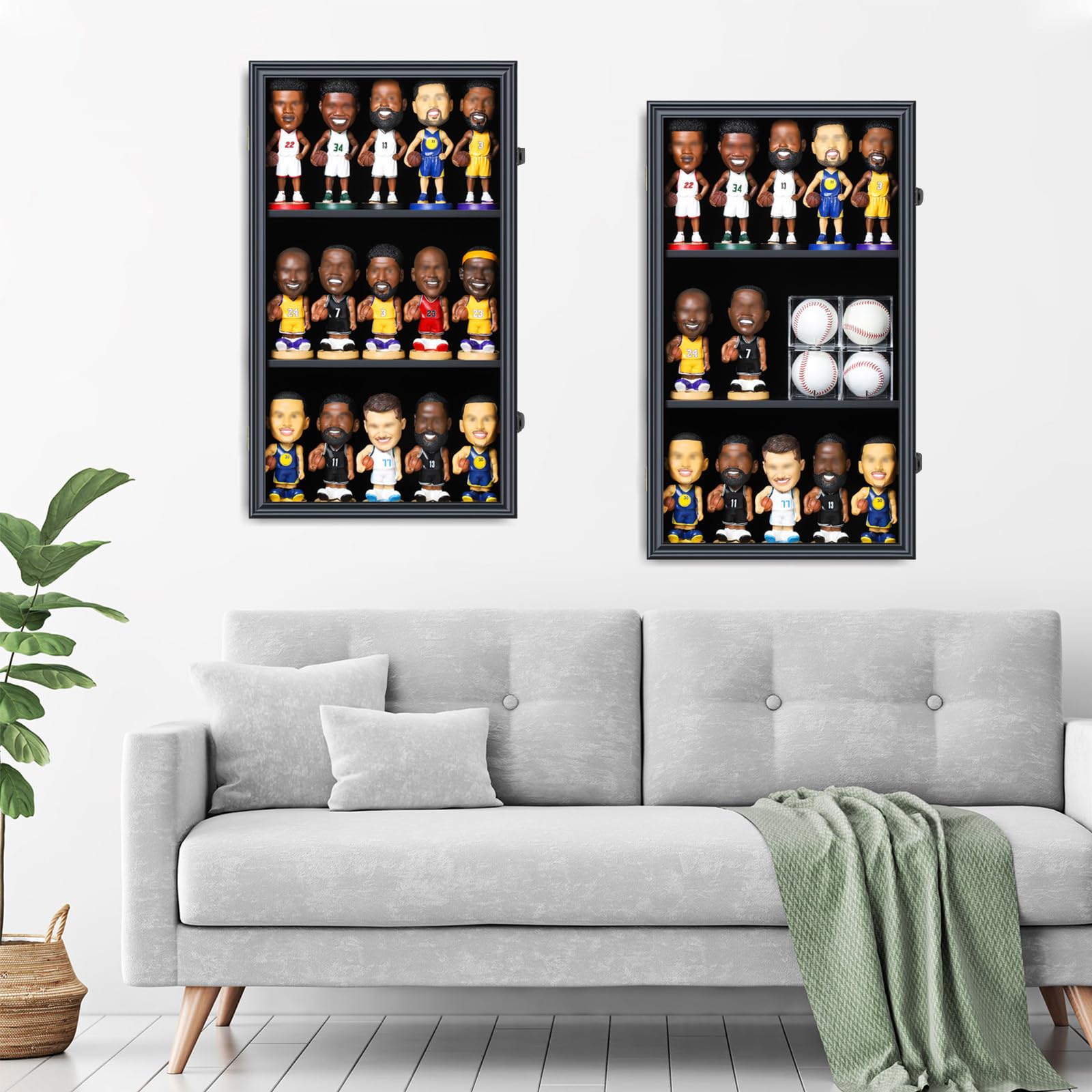 Zmiky Bobblehead Display Case Action Figure Display Case Bobble Head Shadow Box Wall Cabinet for 15 Figurines Display with Lockable Anti Fade Uv