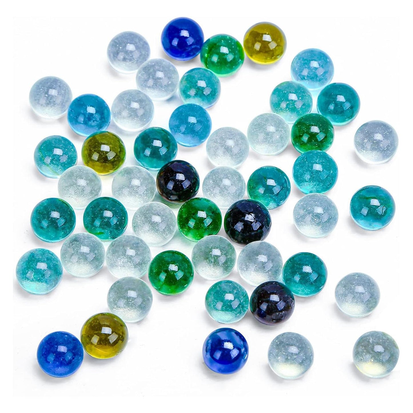 POPLAY 50 PCS Marbles Bulk with Whistle, 0.56 Inch Glass Marbles for Kids